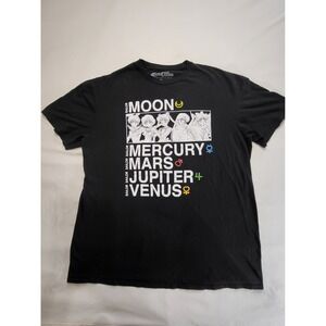 Sailor Moon Mens XL Black Graphic T-Shirt Anime Sailor Guardians Toei Animation